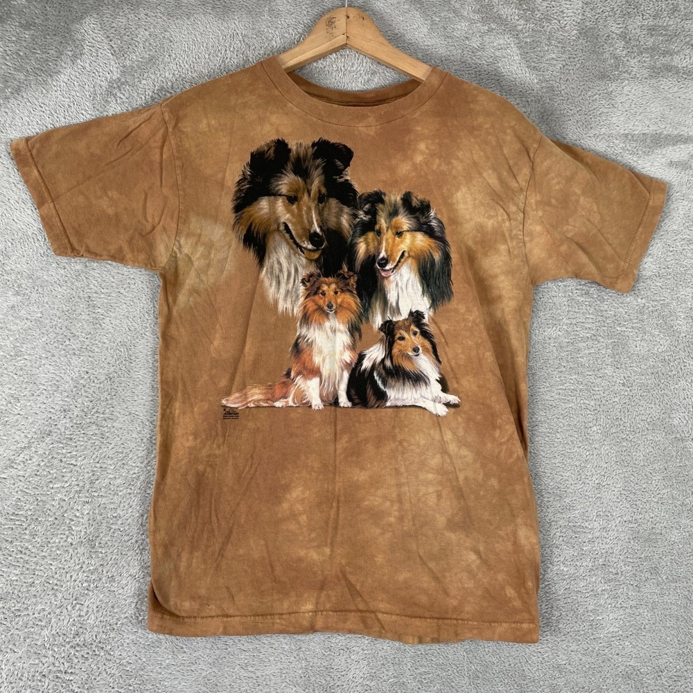The Mountain Collie Shirt Mens XL Brown Tie Dye Barbara Keith Dog Nature Tee